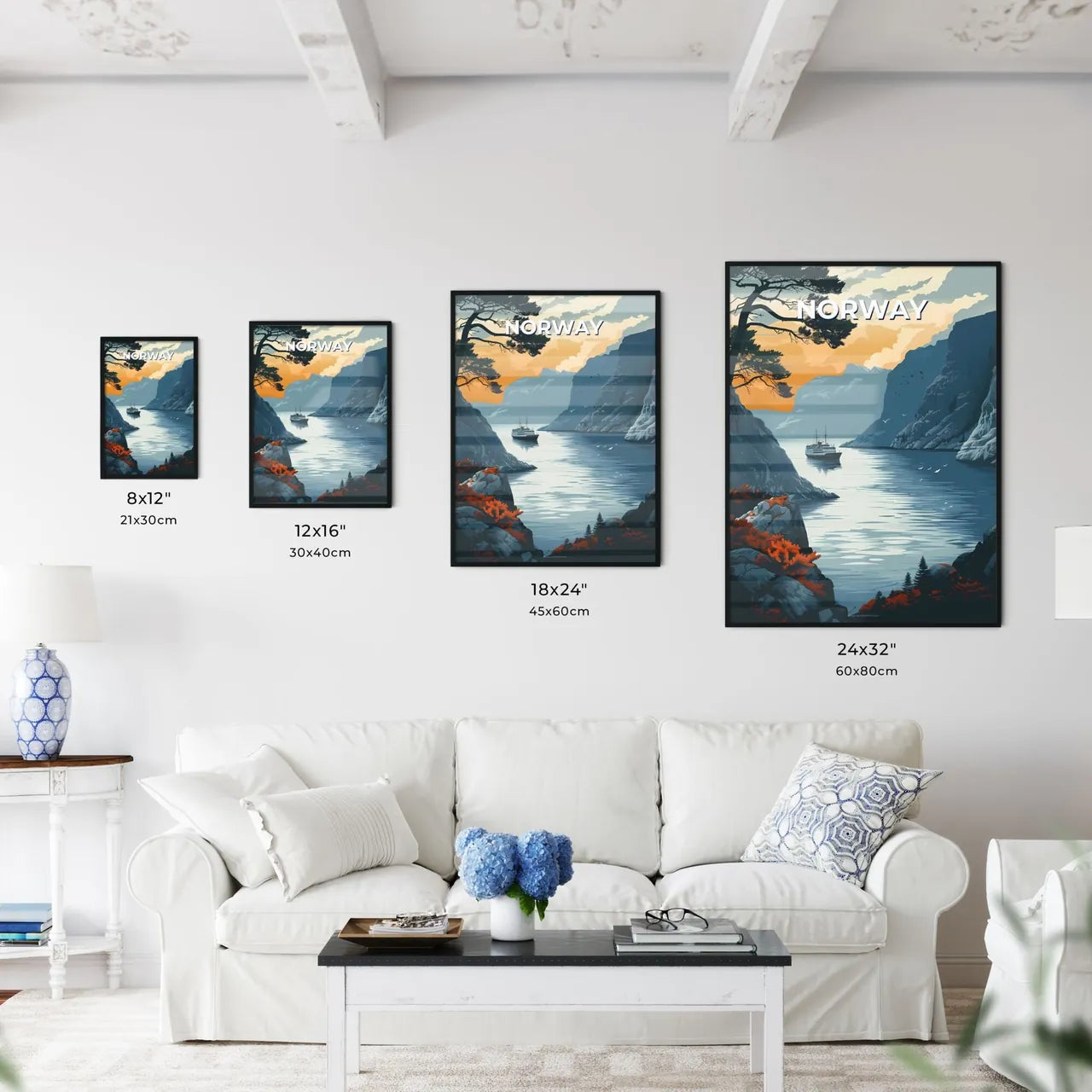 Vibrant Painting of a Boat on a Norwegian La - Kitchen Hangings