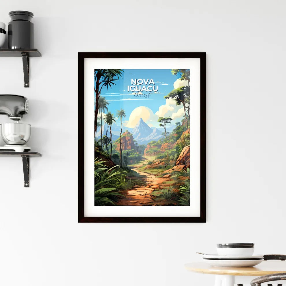 Vibrant Nova Iguacu Brazil Skyline Painting Landscape with Trees Mountains Art Default Title