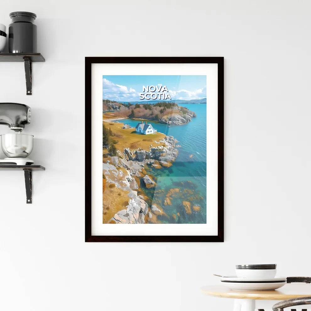 Vibrant Nova Scotia House Painting: Art, Canada, Rocky Island, Water Custom Print