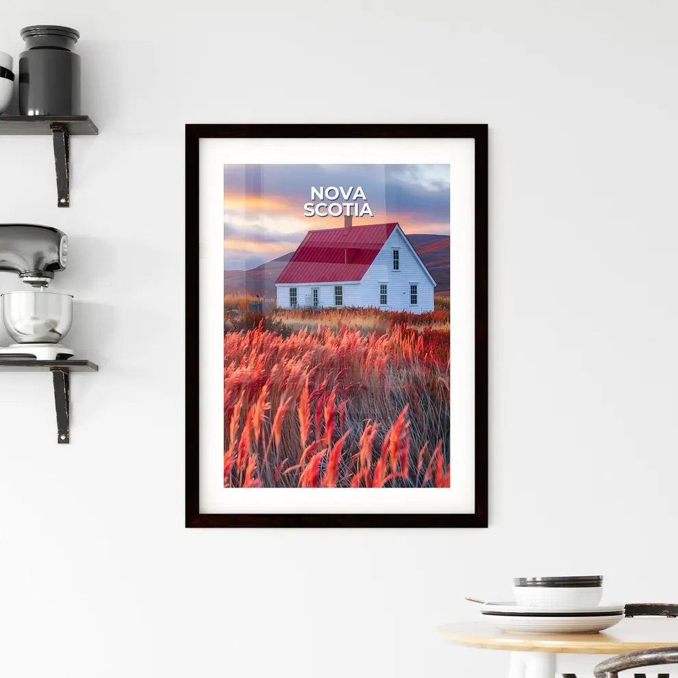 Vibrant Painting of a House in Tall Grass, Nova Scotia, Canada, Art, Landscape Custom Print