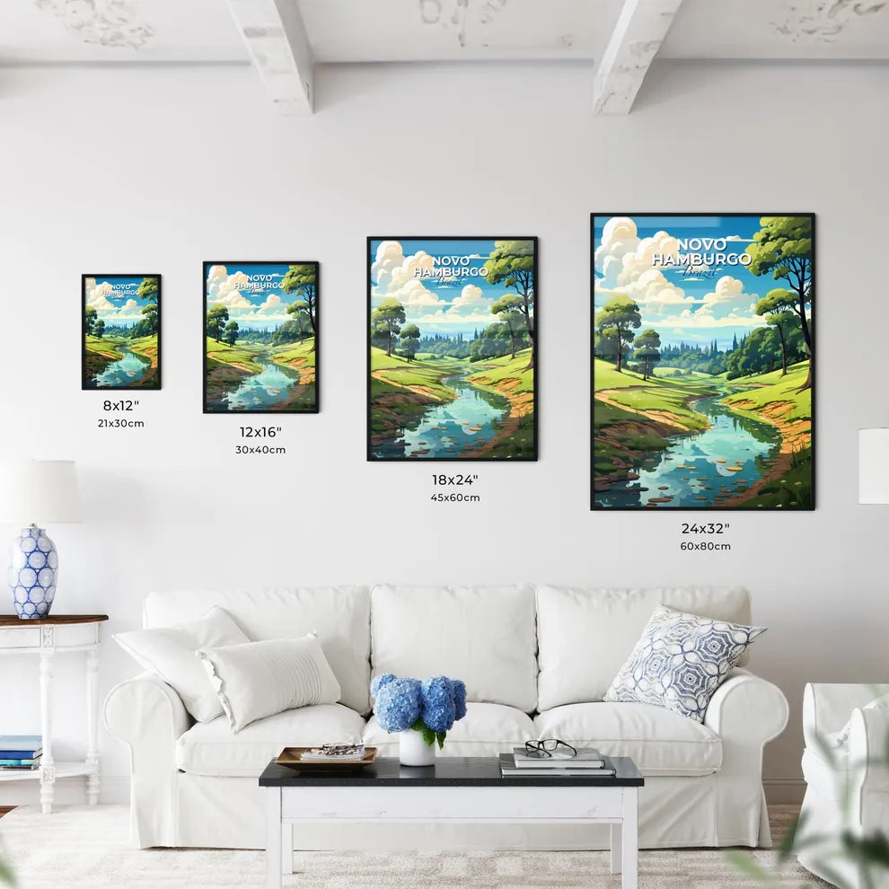 Novo Hamburgo City Brazil Skyline River Green Valley Artistic Painting Default Title