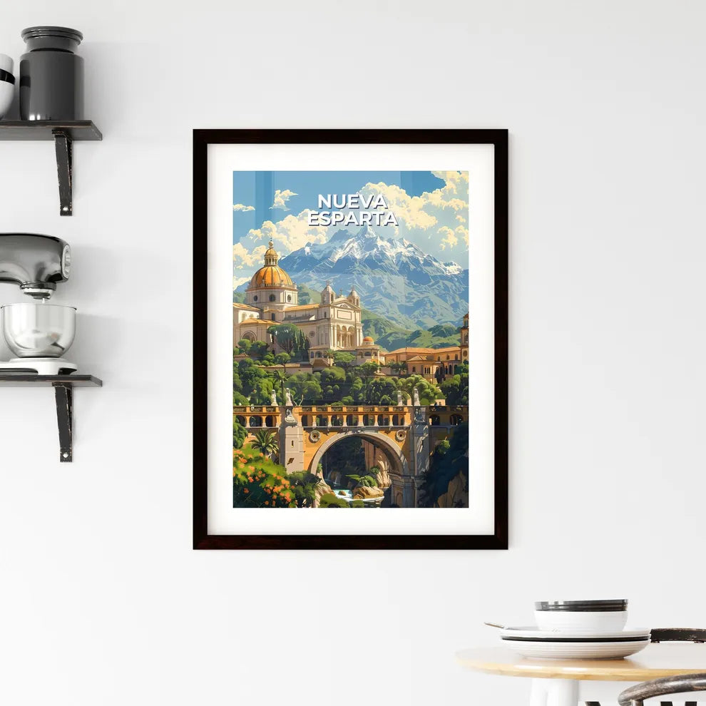 Nueva Esparta Modern Art with Vibrant Architecture, Bridge and Lush Nature Custom Print