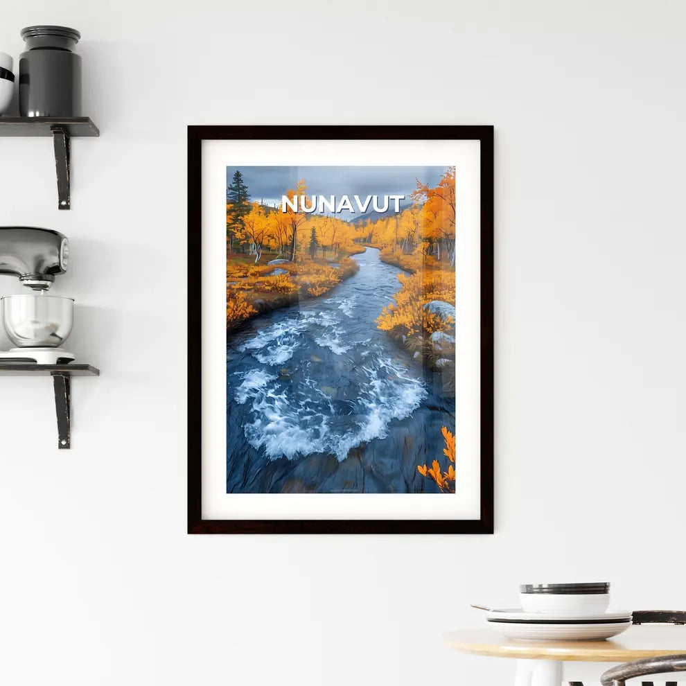 Vibrant Forest River Landscape Artwork Framed Print