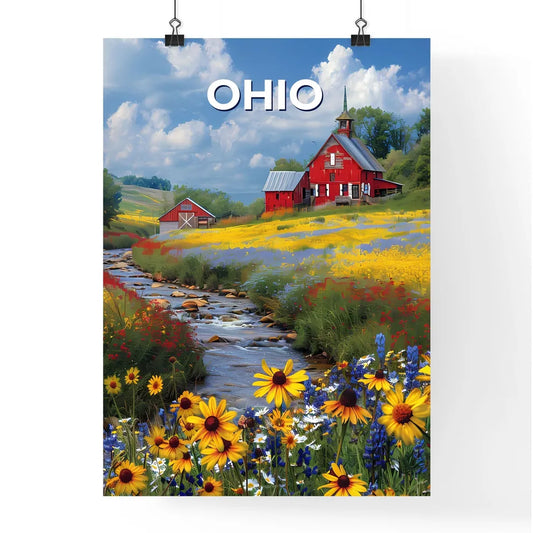 Painterly Ohio River Landscape: Vibrant Abstract Artwork of Field, Flowers Poster