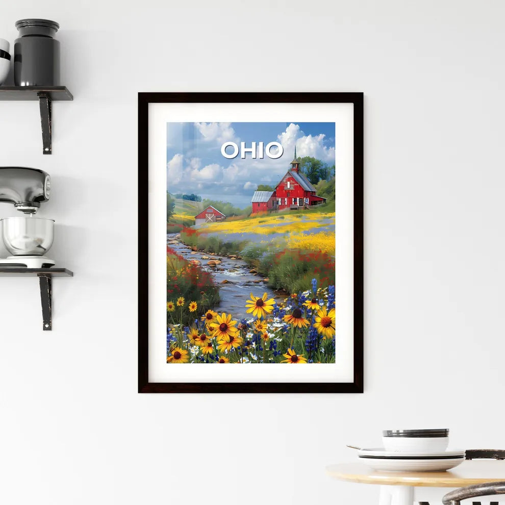 Painterly Ohio River Landscape: Vibrant Abstract Artwork of Field, Flowers Custom Print