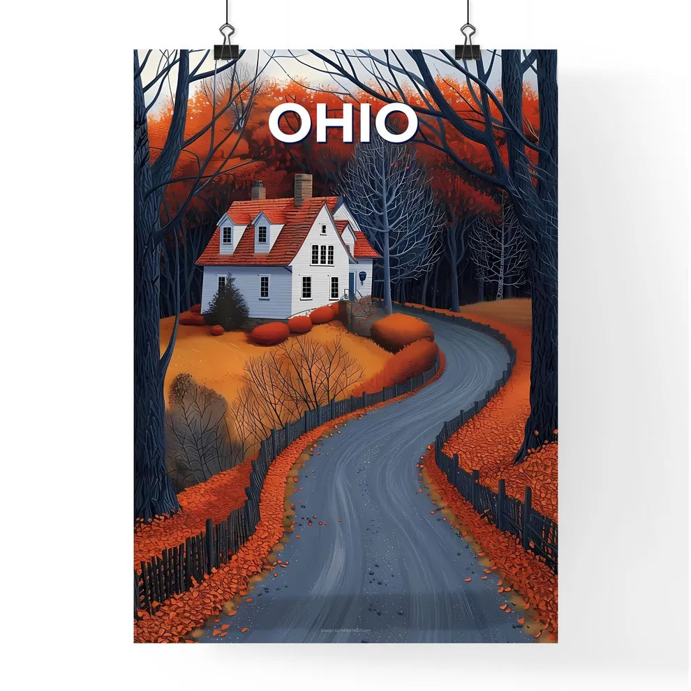 Vibrant Painted House Amidst Lush Forest Scenery in Ohio, USA Poster