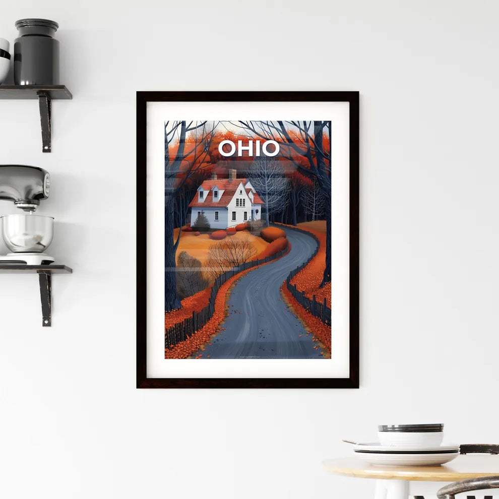 Vibrant Painted House Amidst Lush Forest Scenery in Ohio, USA Custom Print