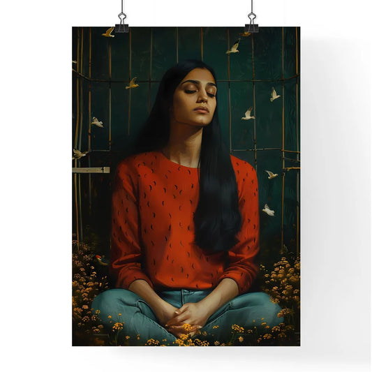 Painting of Pakistani Woman in Cage Artwork  Poster
