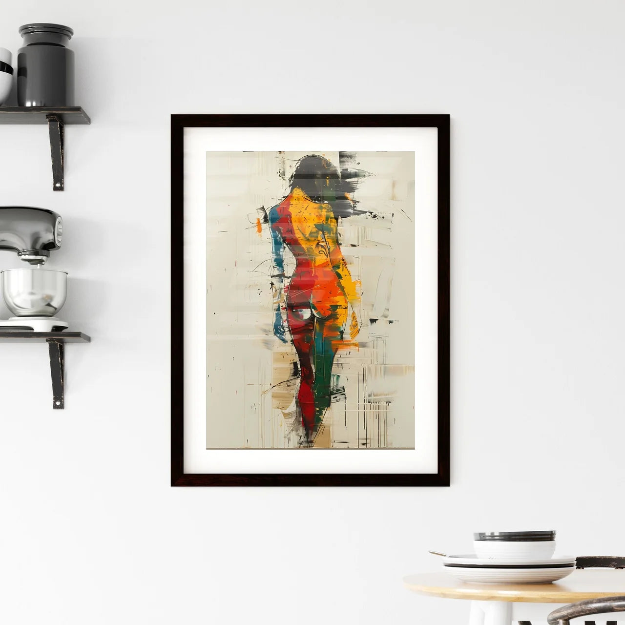 Abstract Woman Oil Painting on Ivor Framed Print