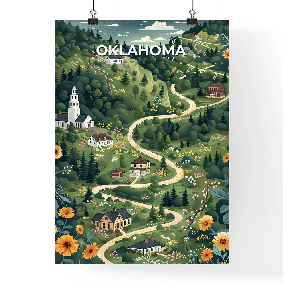 Abstract Art Oklahoma Landscape Painting House Tree Canvas Colorful Vibrant Decor Poster