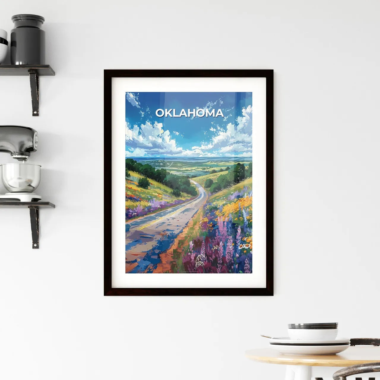 Oklahoma Field Flowers Nature Art Vibrant Pa Framed Print