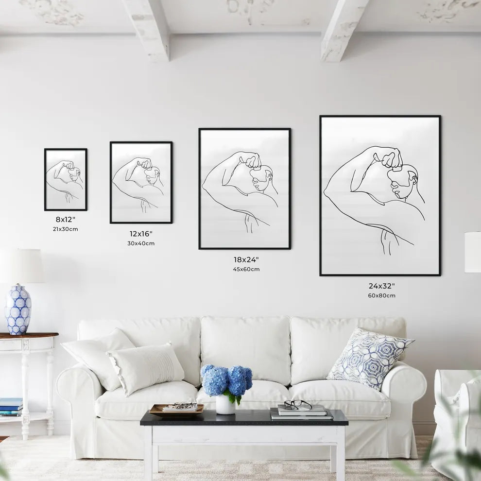 Line art bicep drawing -Vibrant one-line ill - Kitchen Hangings