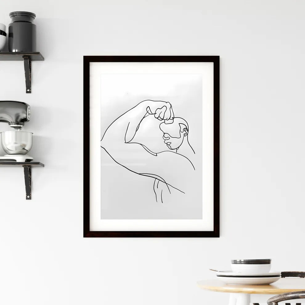 Line art bicep drawing -Vibrant one-line ill Framed Print