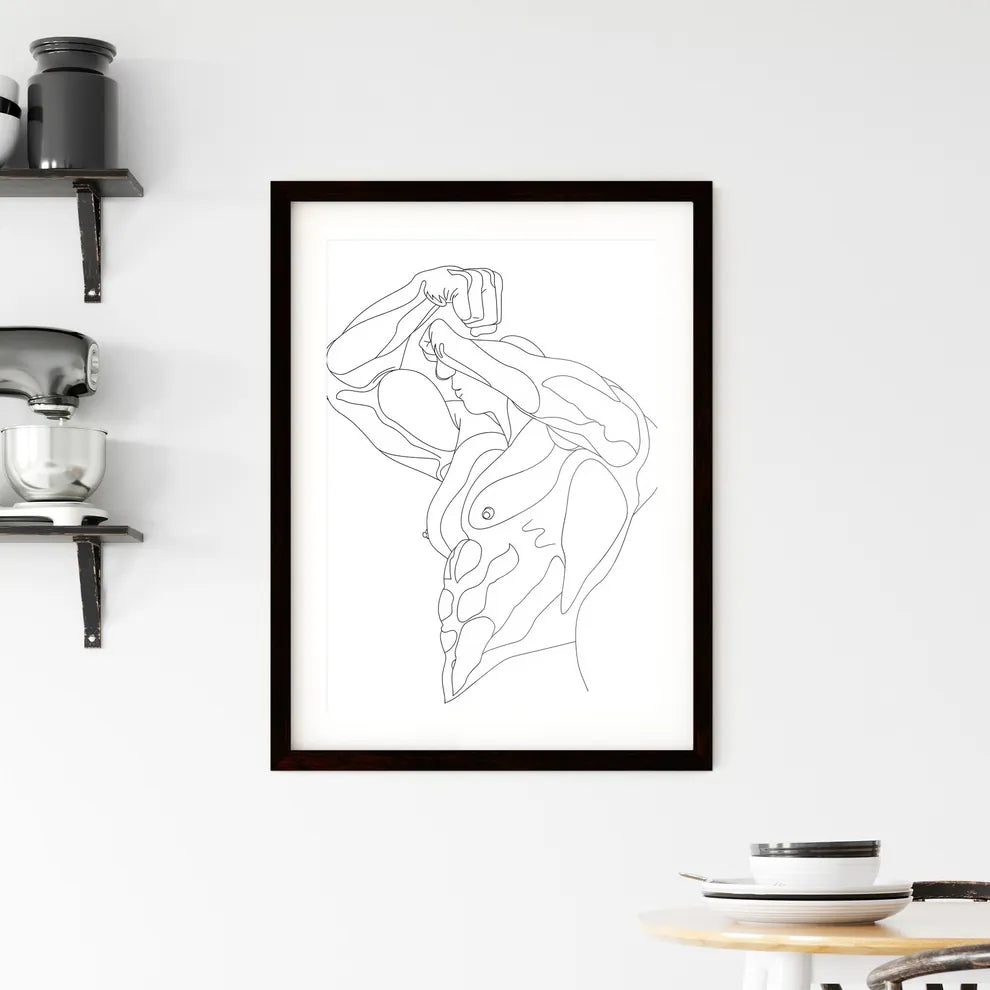 Vibrant Artistic Depiction: Strikingly Drawn Male Bicep Exuding Strength & Elegance Framed Print