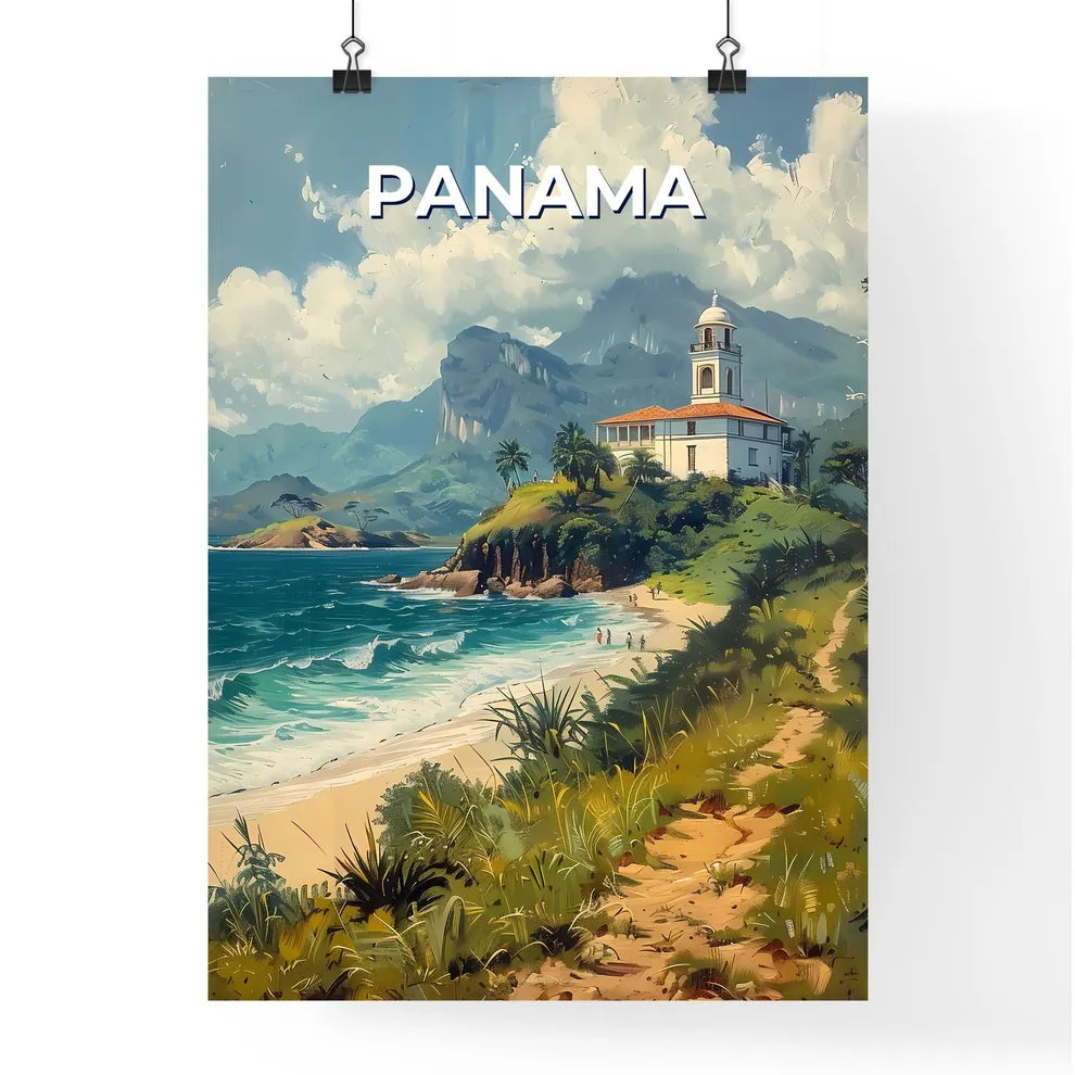 Colorful Expressionistic Painting of Beachfront Architecture in Panama, North America Poster