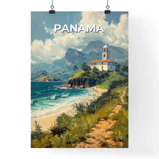 Colorful Expressionistic Painting of Beachfront Architecture in Panama, North America Poster