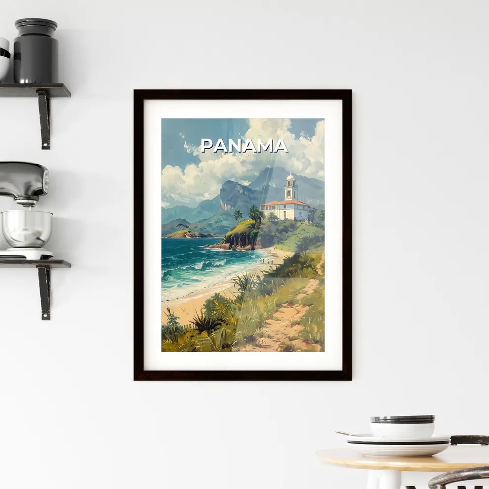 Colorful Expressionistic Painting of Beachfront Architecture in Panama, North America Custom Print