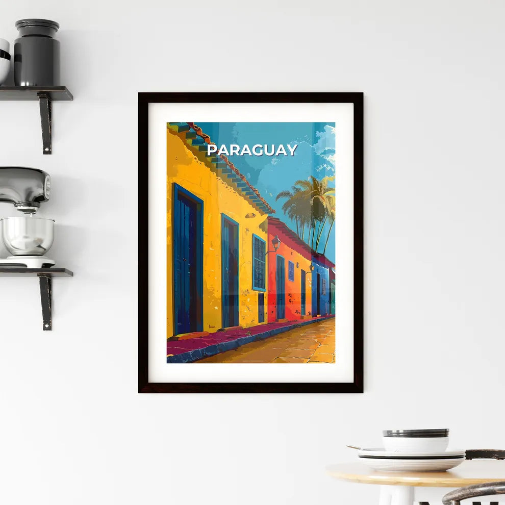 Colorful Buildings Artwork - Vibrant South American Painting of Paraguayan Architecture Custom Print