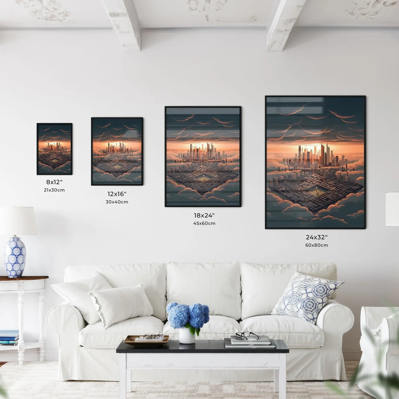 Cityscape Painting | Abstract Expressionist Skyline Art | Urban Metropolis Canvas Artwork Size Chart