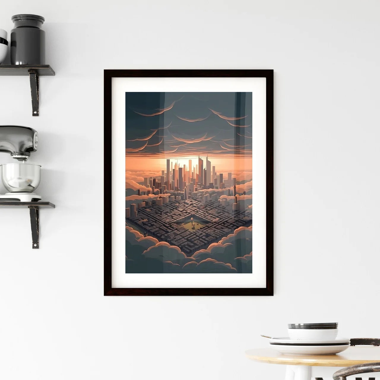 Cityscape Painting | Abstract Expressionist Skyline Art | Urban Metropolis Canvas Artwork Custom Print