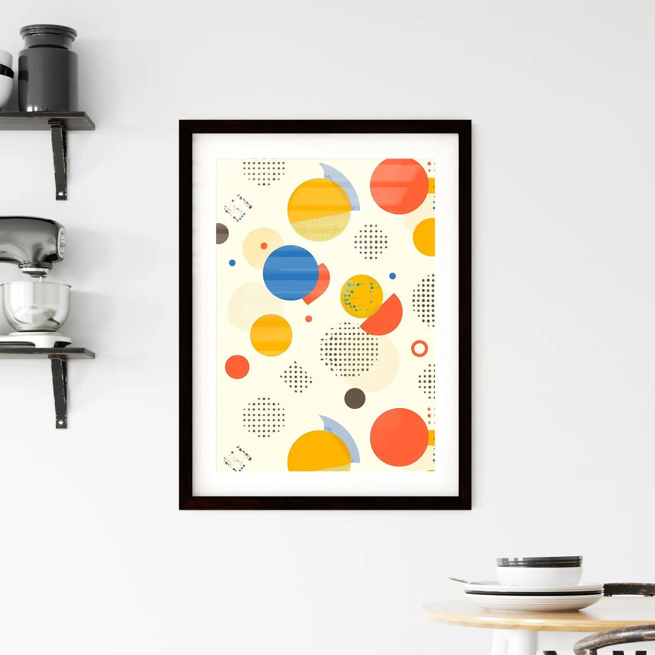 Colorful Circles and Dots Pattern Framed Print