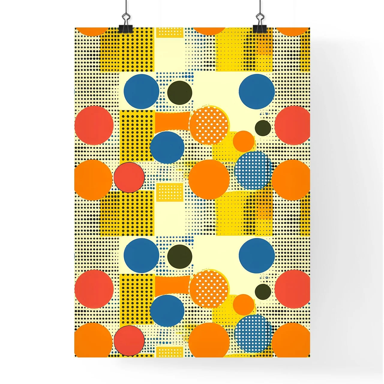 Colorful Geometric Retro Background With Ora Poster
