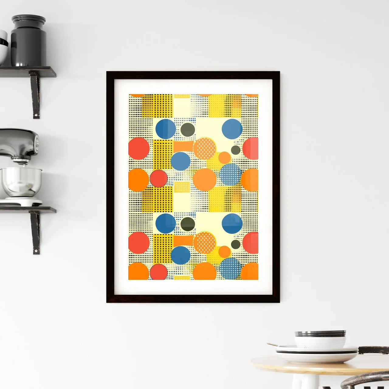 Colorful Geometric Retro Background With Ora Framed Print