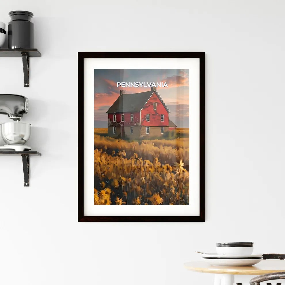 Vibrant Wheatfield Painting: House amidst Golden Fields, Pennsylvania, USA Custom Print