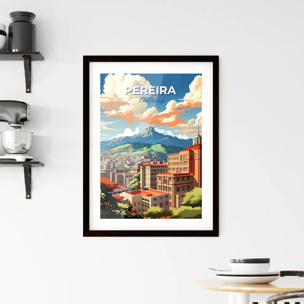 Pereira Colombia Skyline Colorful Vibrant Painting Urban Cityscape Mountain Background Art Default Title
