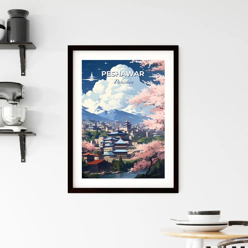 Peshawar Pakistan Cityscape Panorama Art Painting Landscape Skyline Cherry Blossoms Default Title