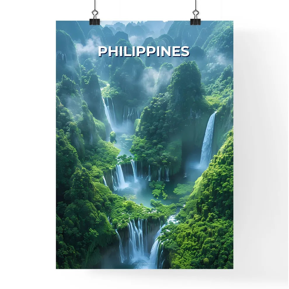 Vibrant Painting of a Waterfall in the Phili Poster