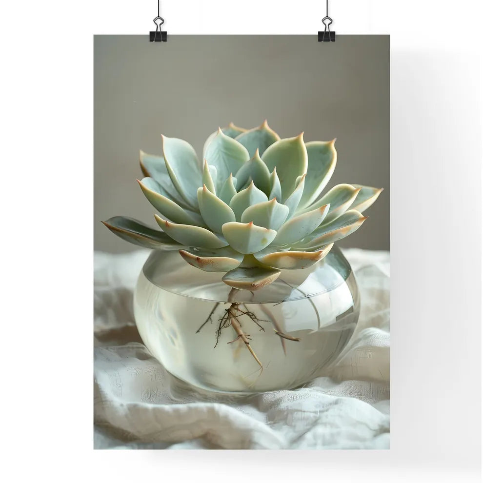 Ornamental Glass Vase with Vibrant Succulent Poster