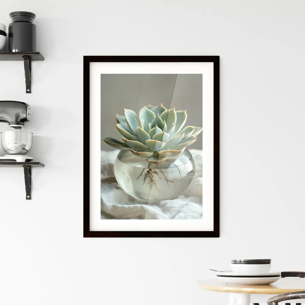 Ornamental Glass Vase with Vibrant Succulent Framed Print