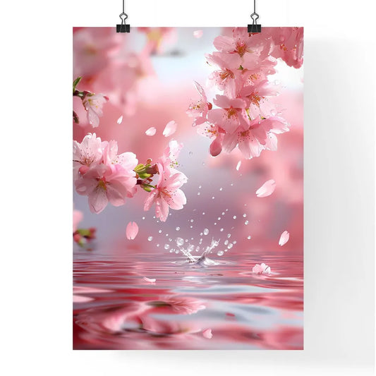Ethereal Cherry Blossom Water Ripples Pink B Poster