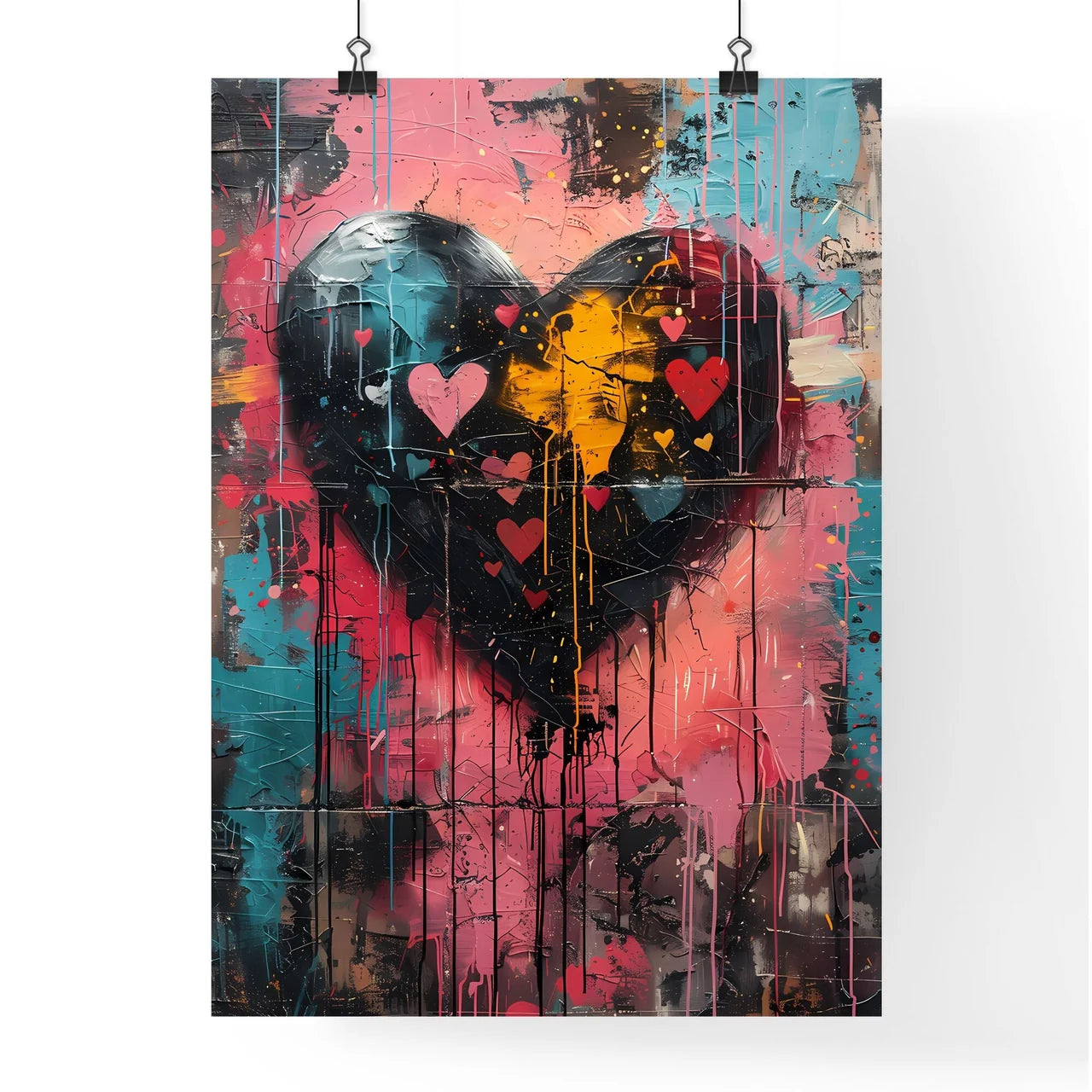 Colorful graffiti heart wall art painting Poster