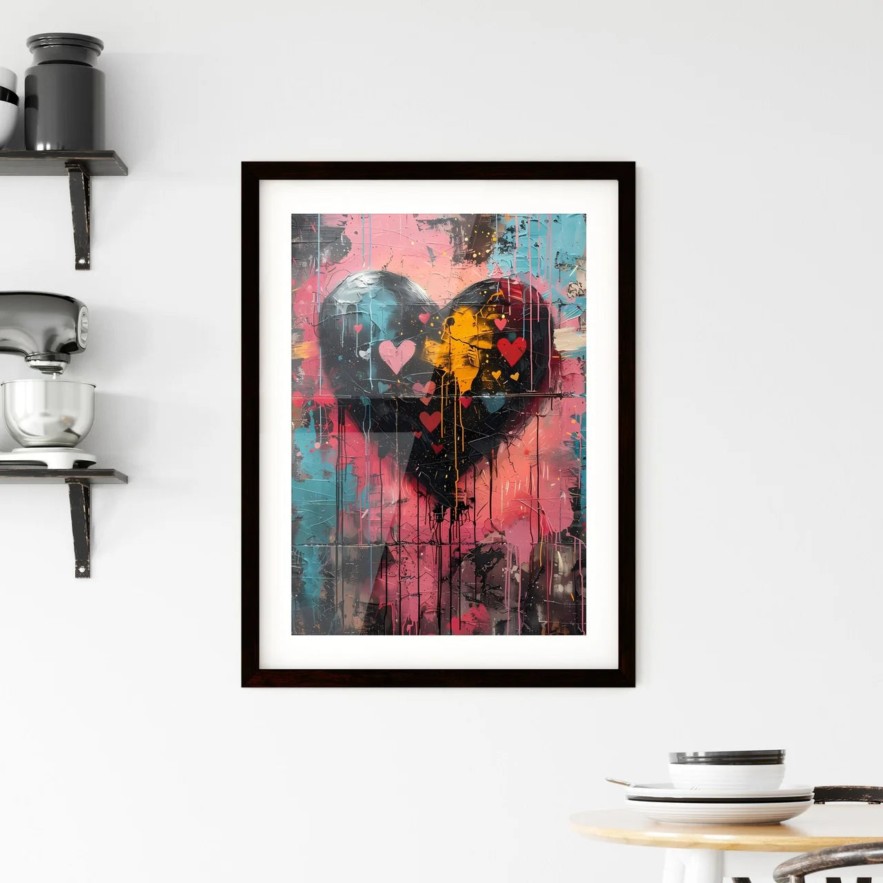 Colorful graffiti heart wall art painting Framed Print