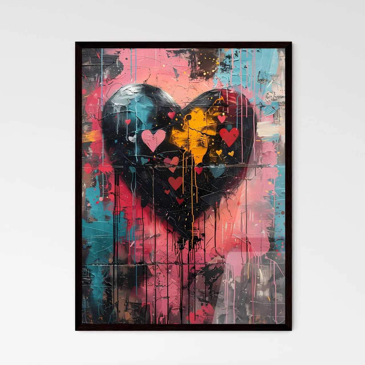 Colorful graffiti heart wall art painting - Framed Art Print
