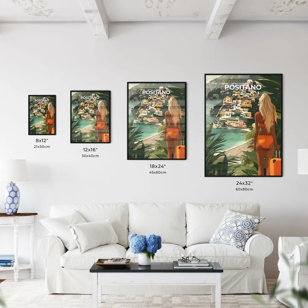 Vibrant Painting of Positano Woman with City - Kitchen Hangings