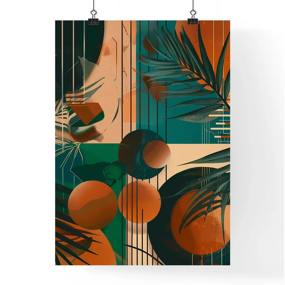 Abstract Art Painting with Palm Leaves and C Poster