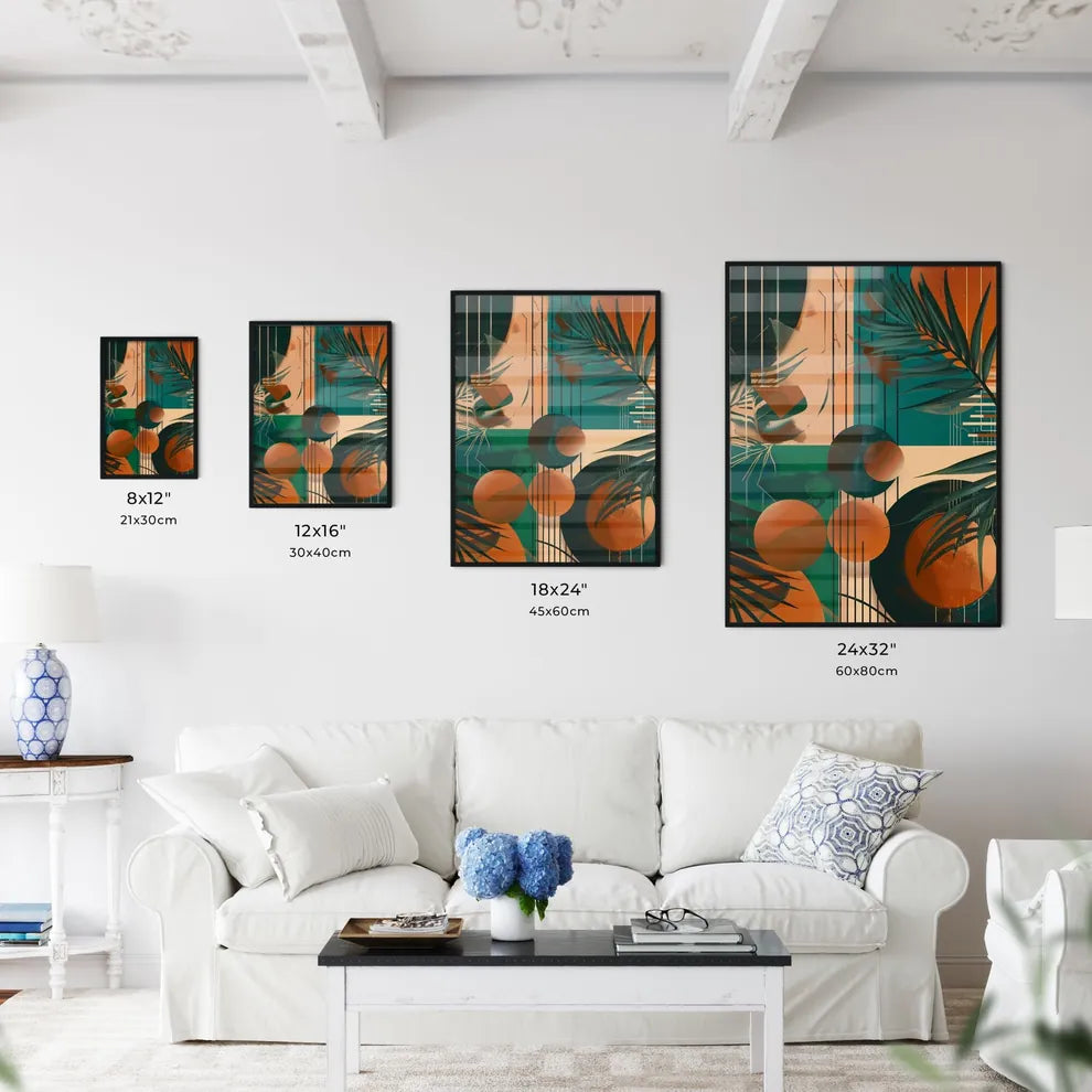Abstract Art Painting with Palm Leaves and C - Kitchen Hangings