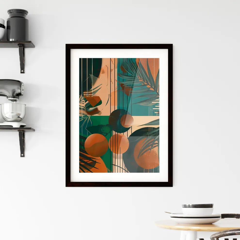 Abstract Art Painting with Palm Leaves and C Framed Print