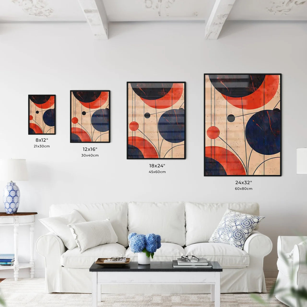 Postmodern Abstract Shapes Painting Print Cl - Kitchen Hangings