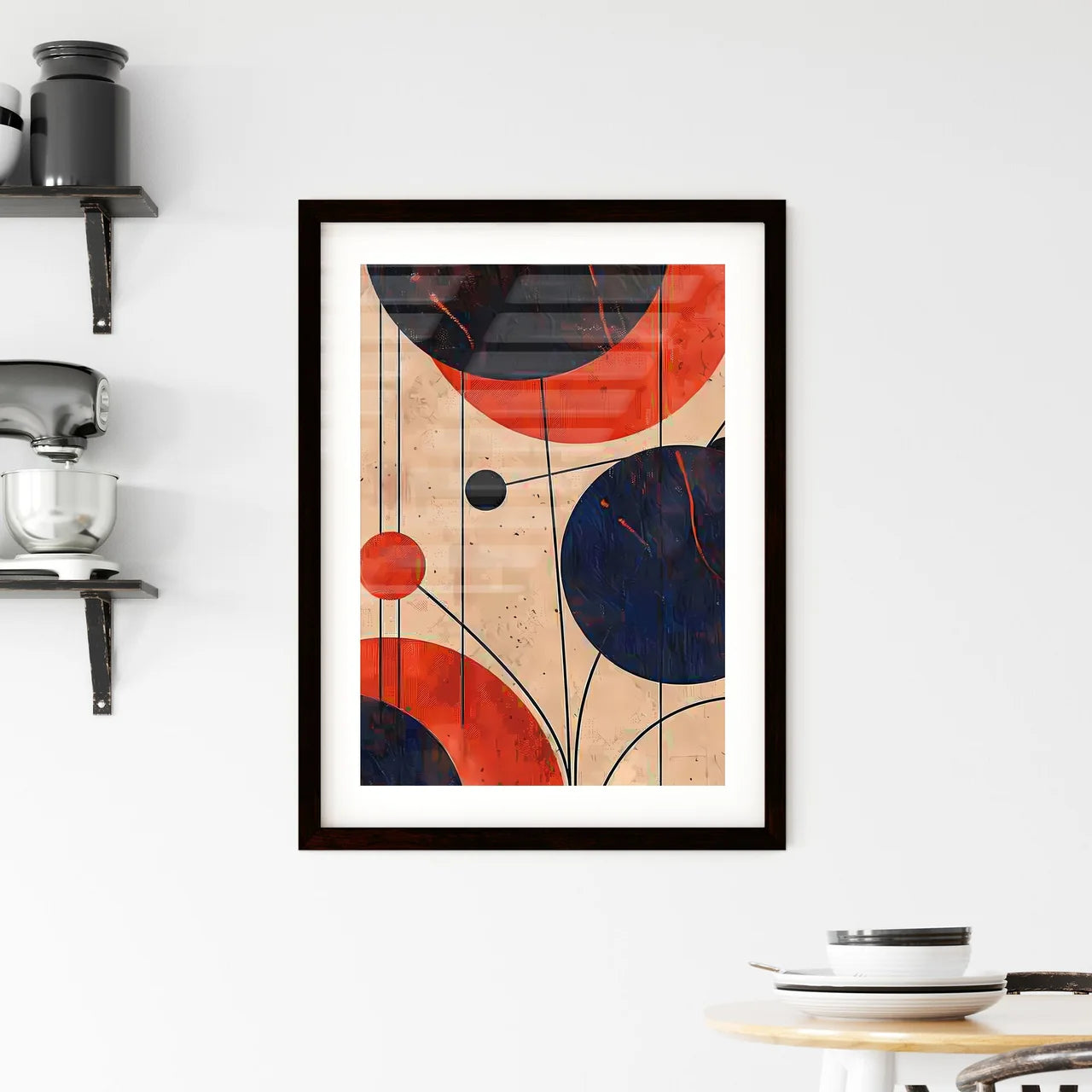 Postmodern Abstract Shapes Painting Print Cl Framed Print