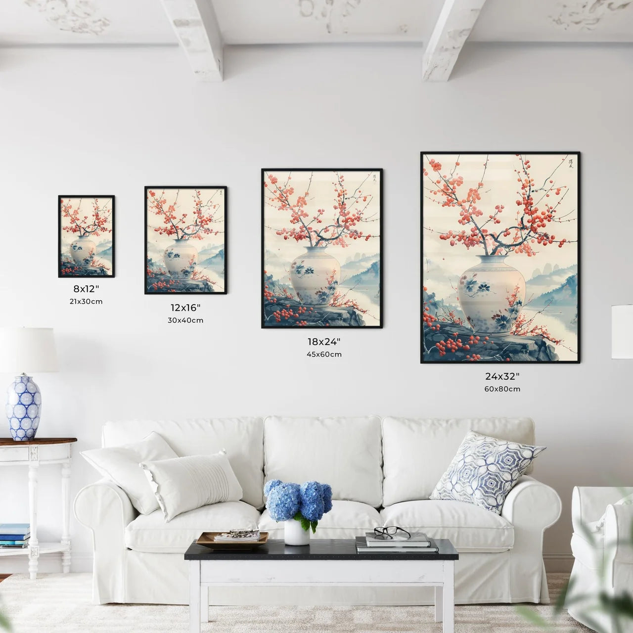 Art Deco Flower Vase with Red Berries Bottom - Kitchen Hangings