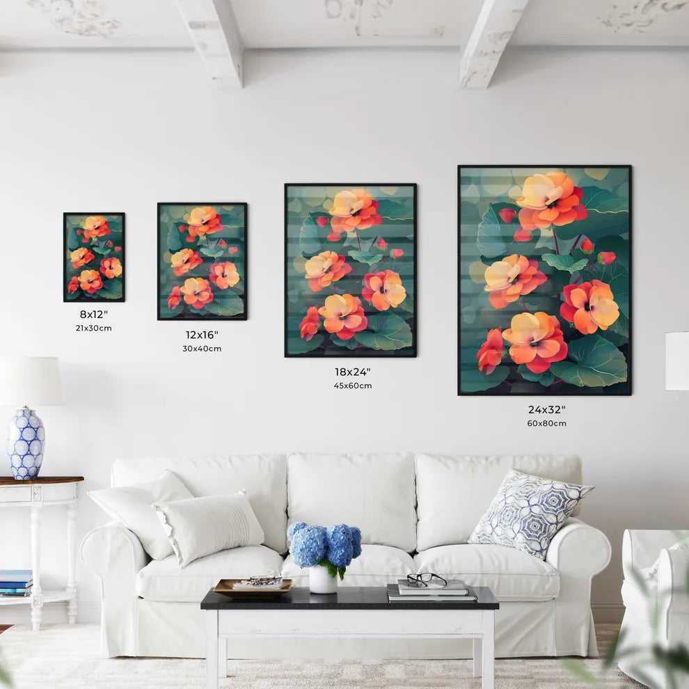 Abstract Acrylic Painting of Vibrant Begonia - Kitchen Hangings