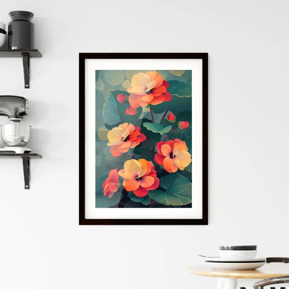 Abstract Acrylic Painting of Vibrant Begonia Framed Print