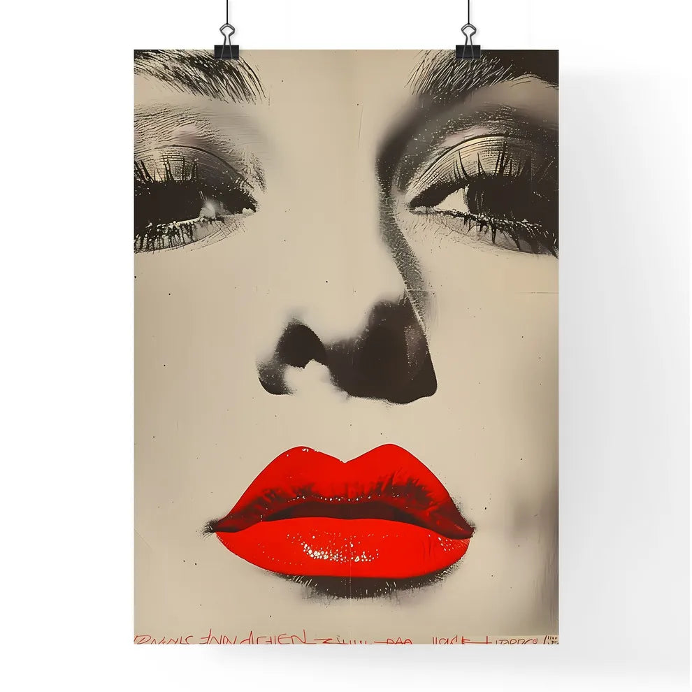 Vibrant painting of a woman with red lipstic Poster