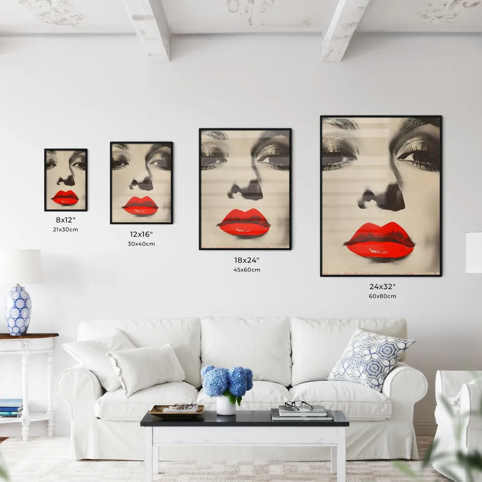 Vibrant painting of a woman with red lipstic - Kitchen Hangings