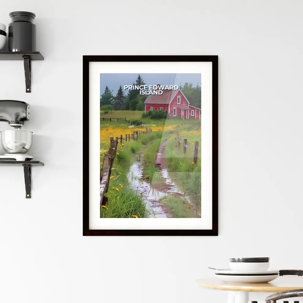 Prince Edward Island Canada Red Field Yellow Flowers Painting Art Custom Print