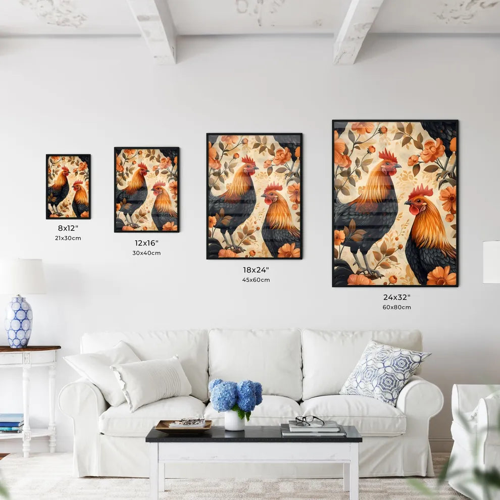 Artful Birthday Greeting Card Design Featuring Black Copper Maran Chickens Size Chart